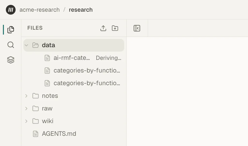 The Files panel with a CSV file in the data folder labeled Deriving…